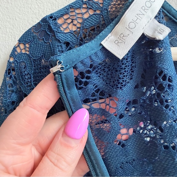 John Rocha Emerald Blue Lace Knee Length Dress - Picture 16 of 16